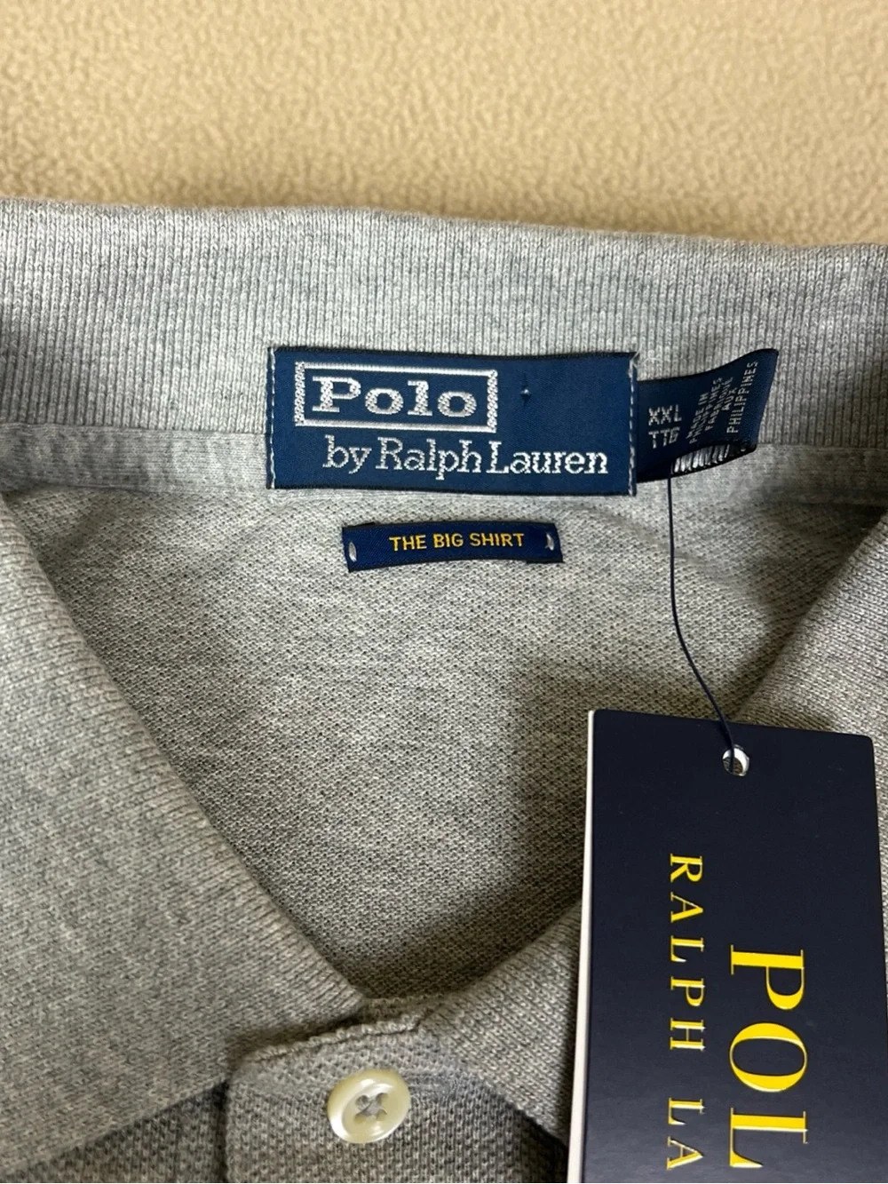 Polo Ralph Lauren The Big Shirt Polo Short Sleeve Shirt. Gray. Men's Sz XXL